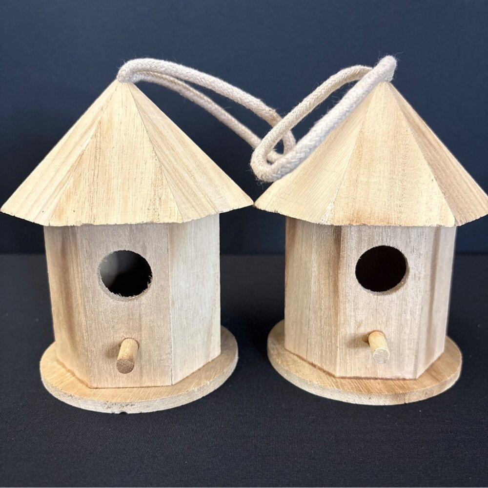 Birdhouse Ornaments Bird House Mini Wooden Hanging Wood Crafts Home Decor Gazebo - Picture 6 of 13